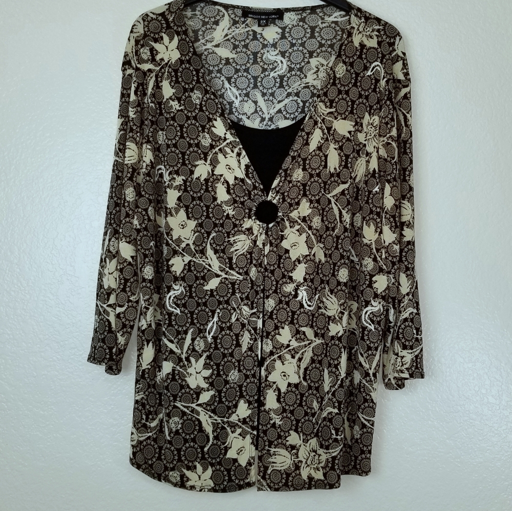 Briggs New York 3/4 Sleeve Layered Top Plus Size 2X
